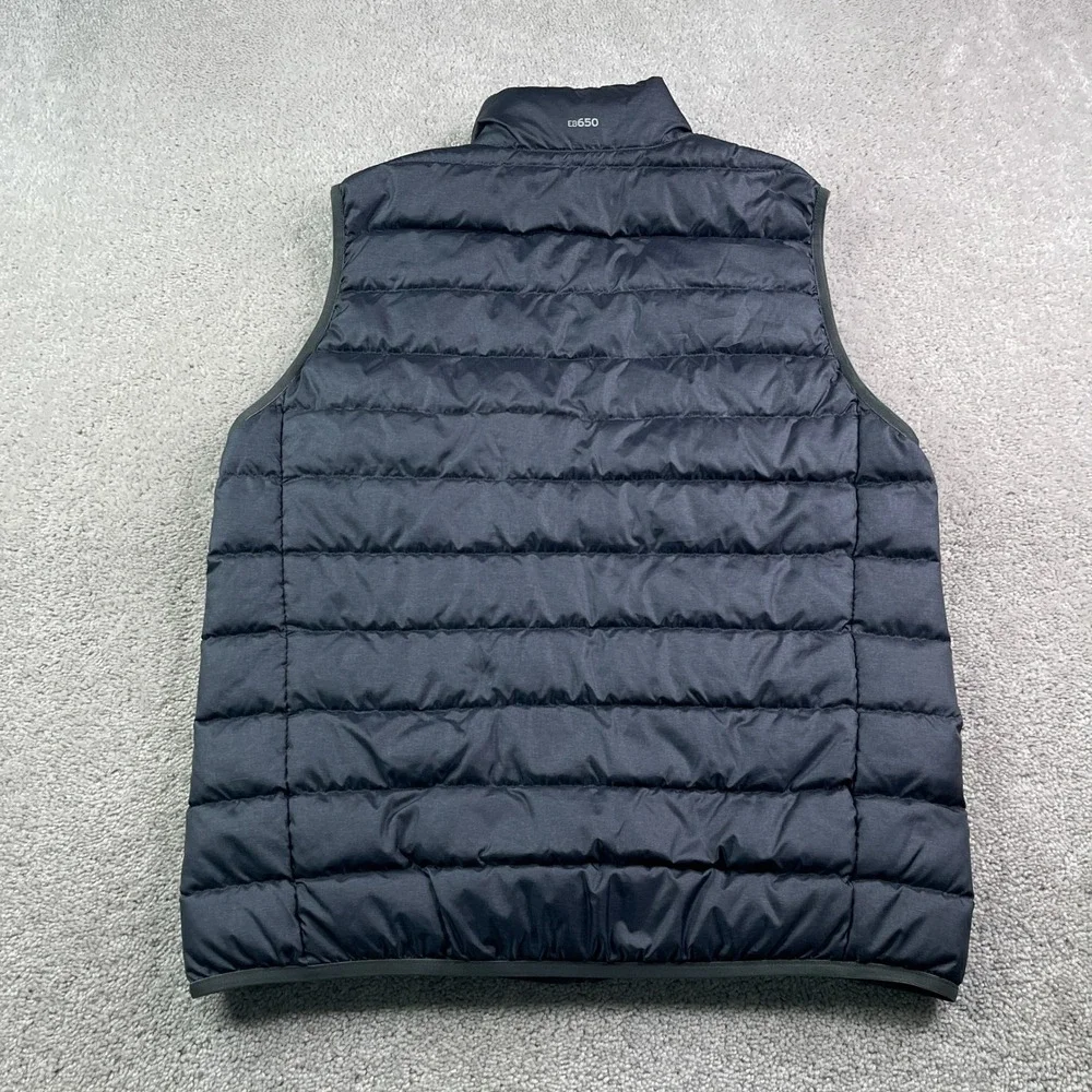 Eddie Bauer Vest‎ Mens Medium Grey Puffer Down EB650 Full Zip Quilted Pockets